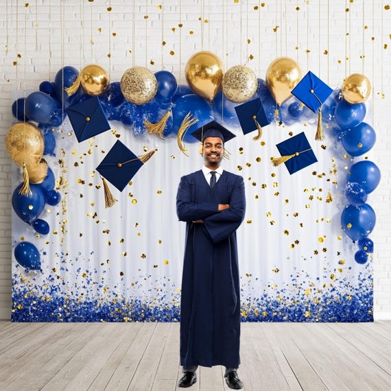 Blue and Gold Graduation Backdrop | Elegant Cap Toss and Balloon Arch | Digital PNG Background for Ceremony, Photo Booth, and Senior Photos - Etsy Blue and Gold Graduation Backdrop | Elegant Cap Toss and Balloon Arch | Digital PNG Background for Ceremony, Photo Booth, and Senior Photos - Etsy