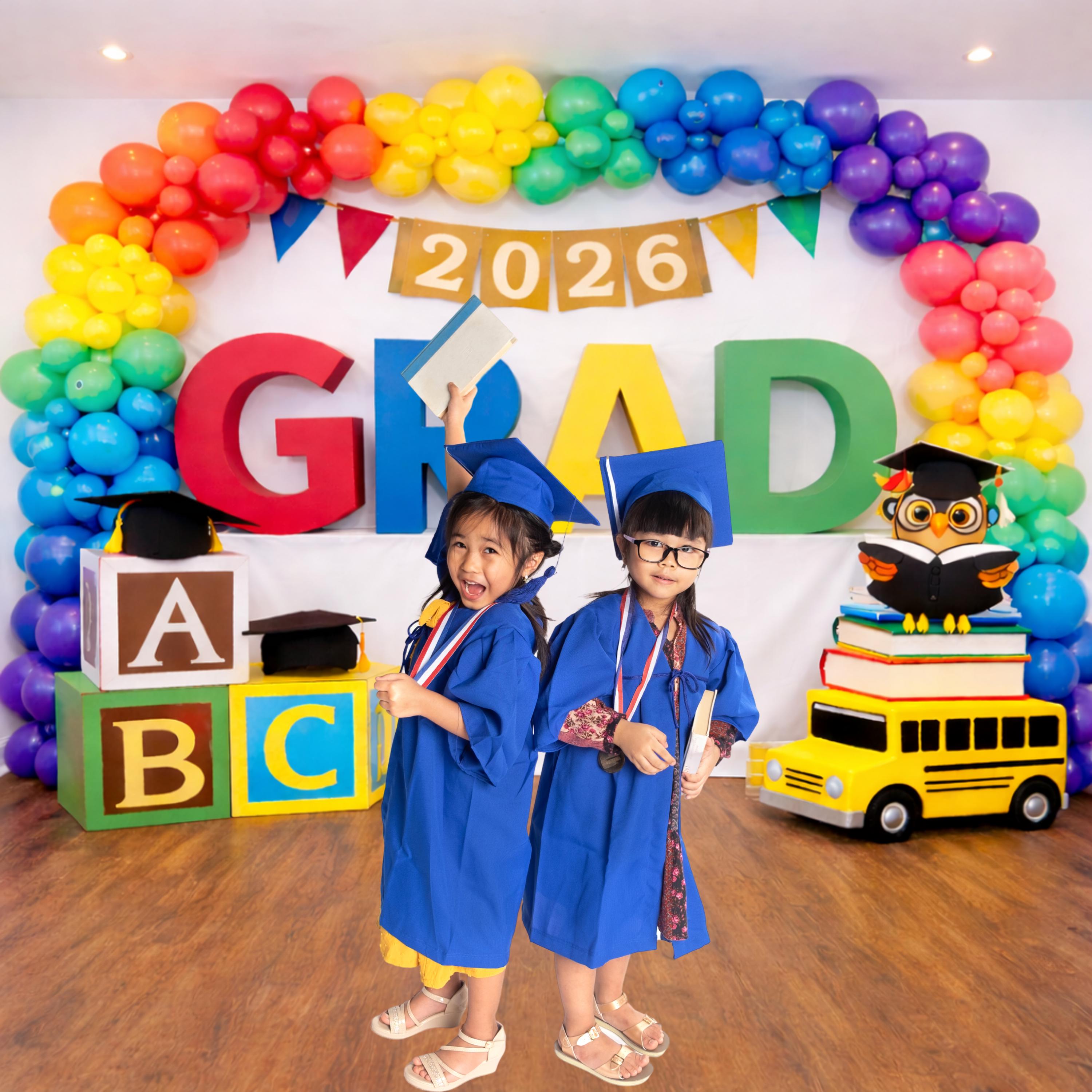 2026 ABC Graduation Backdrop 14x14 | Rainbow Balloon Arch Kindergarten ...