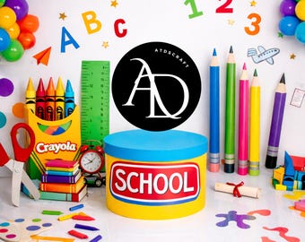 School Backdrop PNG, Back to School Graduation Background, Preschool Kindergarten Photo Backdrop Digital 14x14