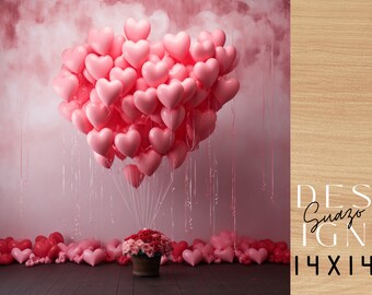 SJOLOON Valentinstag Fotohintergrund – 1,5 X 2,1 M, Mit Roten Herzen, Aus Chemiefaser, Für Fotoshootings & Partys