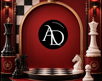 Royal Chess King Backdrop, Luxury Red Black Gold Birthday Party Photo Background, Old Money Theme 14x14 PNG