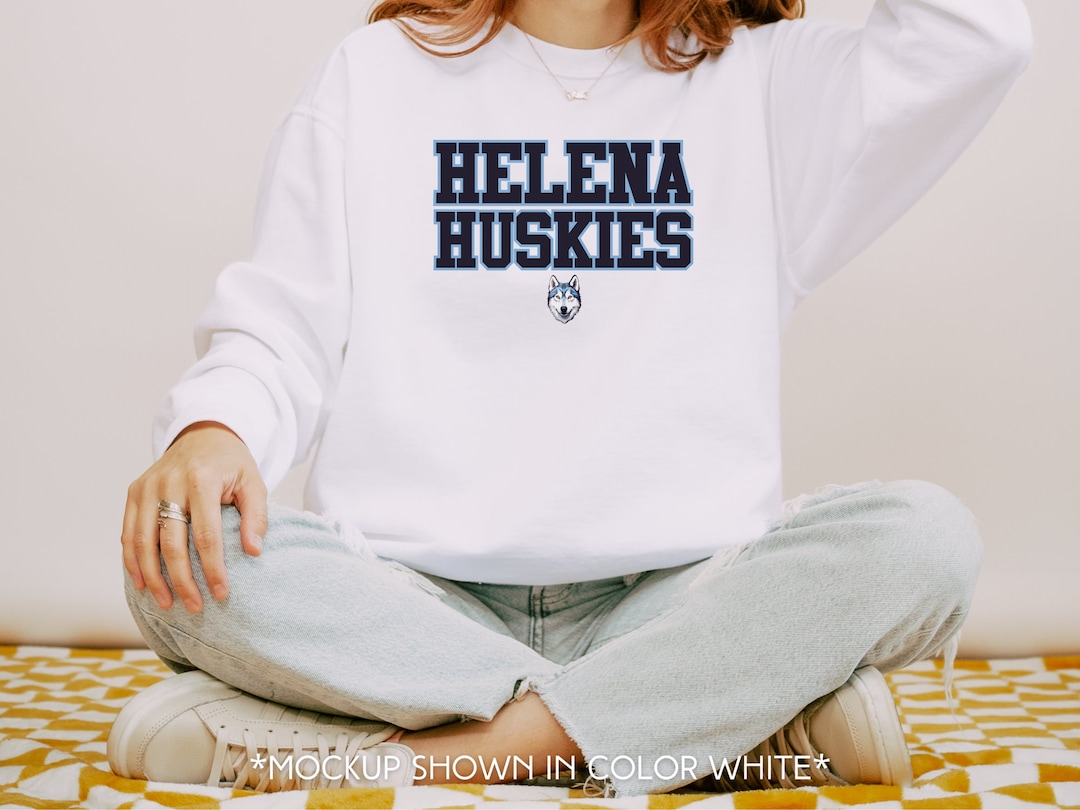 Helena Huskies black Block Letter Sweatshirt Shop Etsy