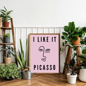 Arte de pared de moda / Picasso / Cartel rosa / Diseño de interiores / Impresión abstracta / Imprimible digital / Impresión estética / Me gusta Picasso / Meme