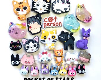 Adornos para zapatos (485-515 Gatos, Pata, Gatito, Maullido)