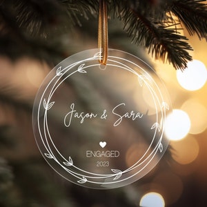Our First Christmas Engaged Ornament, Personalized Engagement Ornament, Glass Engaged Christmas Ornament 2025