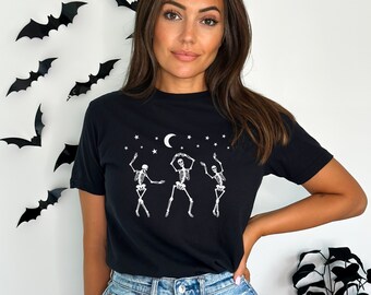 Dancing Skeleton Halloween Shirt, Womens Fall TShirt, Skeleton Tee