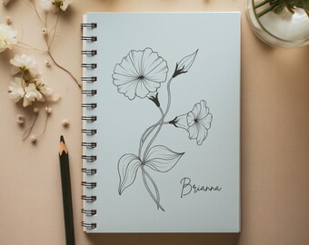 Personlig anteckningsbok för födelseblommor, personlig journal för födelsemånad, present till födelseblommor, anpassad dagbok