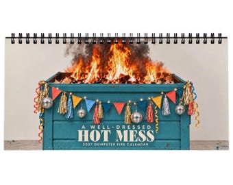 2027 Dumpster Fire Calendar, Hot Mess Edition, Funny Desk Calendar for Mom, White Elephant Secret Santa Gift, Gag Gift, Office Gift