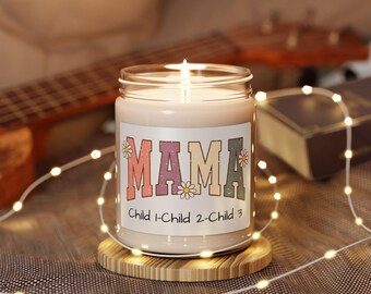 Personalized Mama Soy Candle with Daisies - Mother's Day Gift, Customized Floral Candle, Scented Soy Candle, 9oz, Birthday Present, Home
