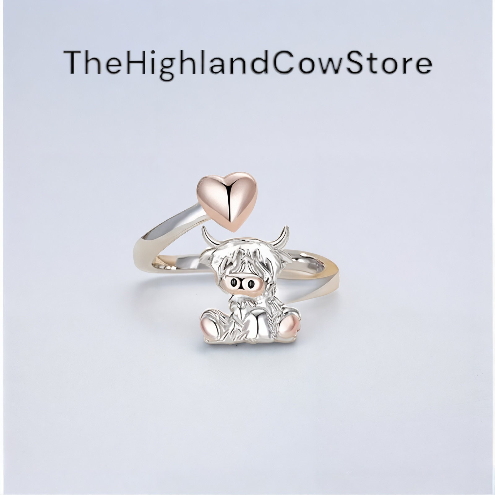 Highland Cow Adjustable Ring | Highland Cow Jewellery | Unique Animal Jewellery | Silver Plated Highland Cow Ring | Gift For Animal Lovers |