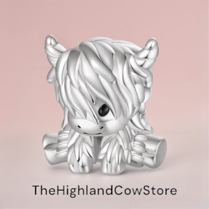 Hänge i 925 sterlingsilver med höglandsko | Berlock i höglandsko | Armbandshänge | Passar Pandora-armband | Presenter till henne | Söta presenter |