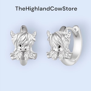 Highland cow 925 Sterling Silver hoop earrings | Animal Earrings | Highland Cow Earrings | Silver Earrings | Gifts For Her | Cute Gifts |
