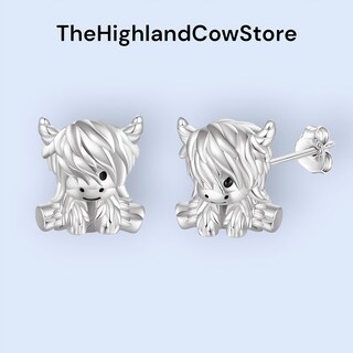 ONEFINITY Orecchini Pendenti Mucca Highland In Argento Sterling 925 – Design A Monachella, Ipoallergenici, Con Panno E Confezione Regalo