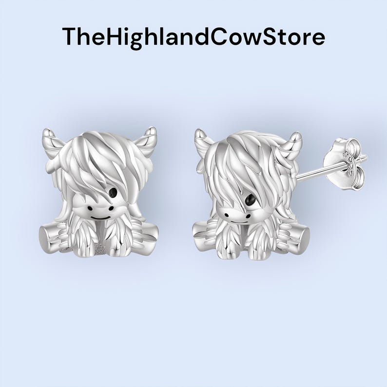 ONEFINITY Orecchini Pendenti Mucca Highland In Argento Sterling 925 – Design A Monachella, Ipoallergenici, Con Panno E Confezione Regalo