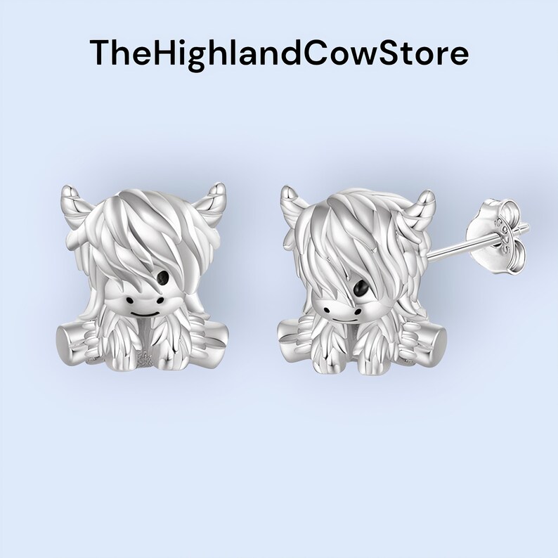ONEFINITY Orecchini Pendenti Mucca Highland In Argento Sterling 925 – Design A Monachella, Ipoallergenici, Con Panno E Confezione Regalo