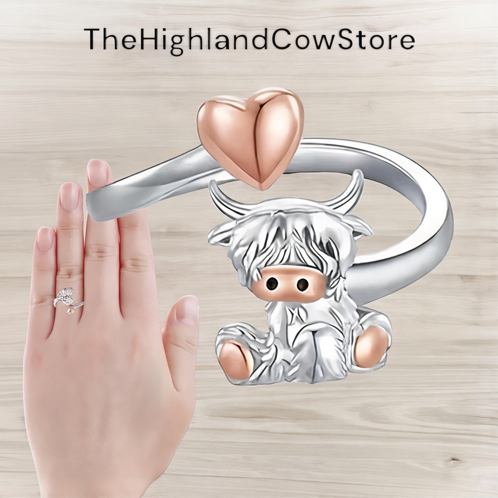Highland Cow Adjustable Ring | Highland Cow Jewellery | Unique Animal Jewellery | Silver Plated Highland Cow Ring | Gift For Animal Lovers |