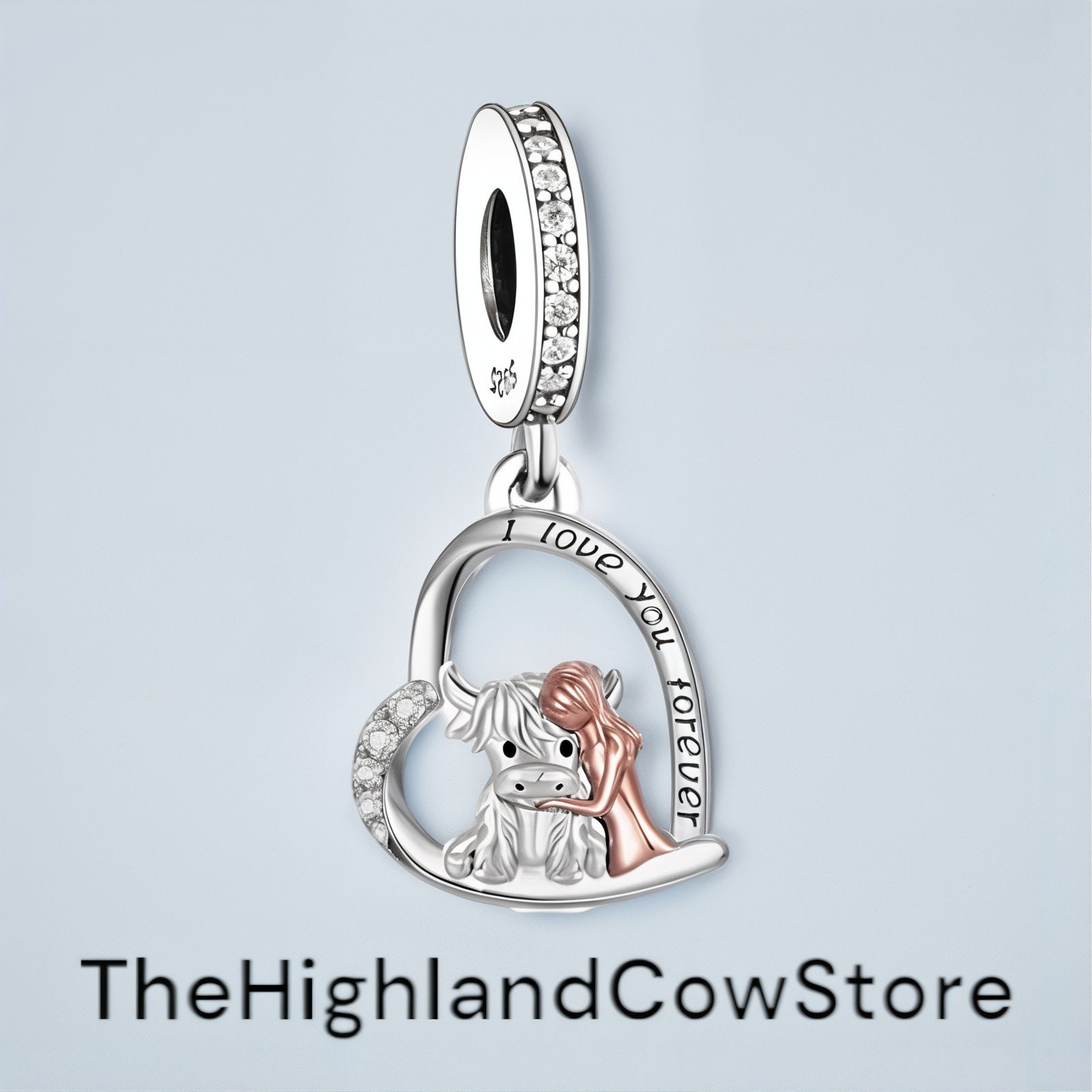 FEELMEM Collana Highland Cow: Ciondolo Mucca Con Scritta 'I Love You Forever' - Regalo Originale Per Chi Ama Le Mucche