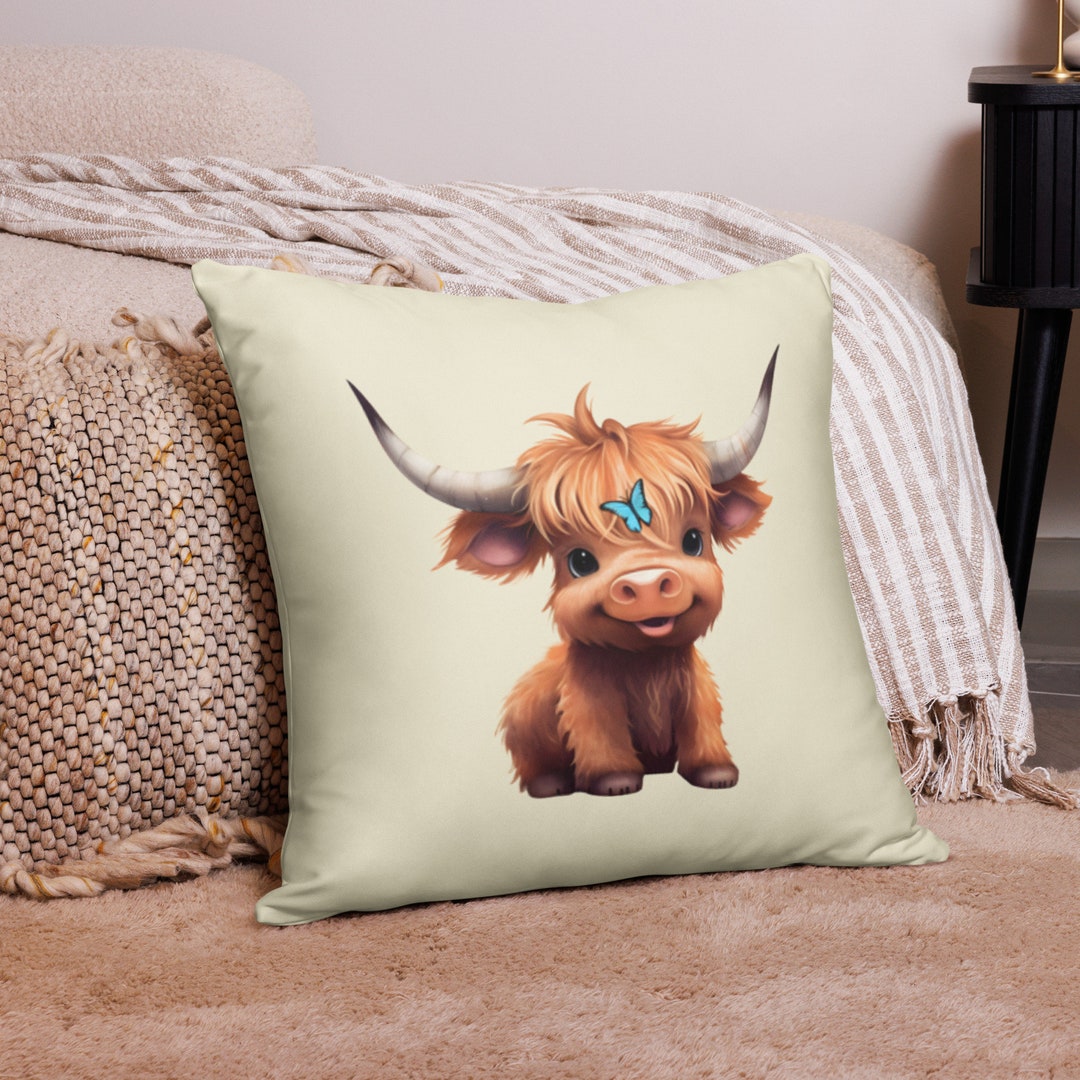 Cute Highland Cow Pillow Case Animal Pillow Case Polyester Etsy