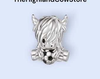 Dije de vaca de las Tierras Altas de fútbol en plata de ley 925 / Dije de vaca de las Tierras Altas / Compatible con pulseras Pandora / Regalos para ella / Regalos bonitos /