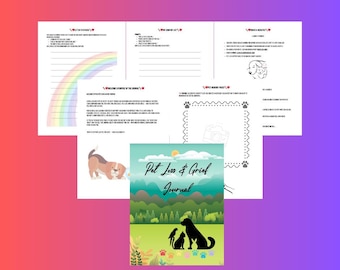 Diario del dolore e della perdita di un animale domestico in formato PDF / Quaderno commemorativo del Ponte dell'Arcobaleno / Suggerimenti per la guarigione e guida al ricordo degli animali domestici