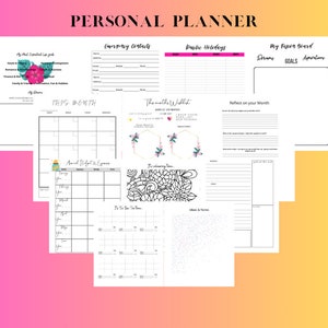 Personal Goal Planner PDF | Life Organizer & Productivity Journal | Self-Love Tracker | Bath tub Cover