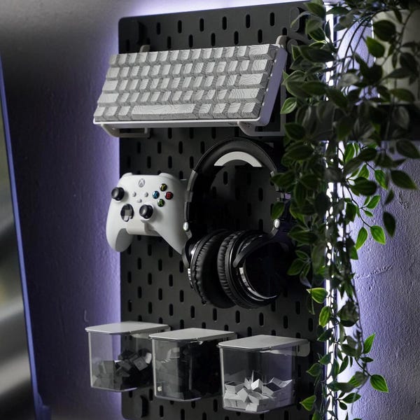 Ikea Skadis Pegboard Mount for Headset, Controller, Keyboard, Mouse, Gaming Accessories, Pegboard Mounts, IKEA Skadis Pegboard