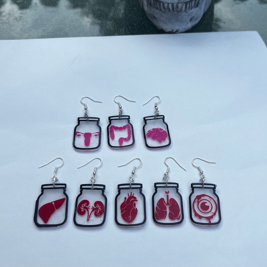 Resin Organ Anatomy Earrings Halloween Earrings Science Pathology