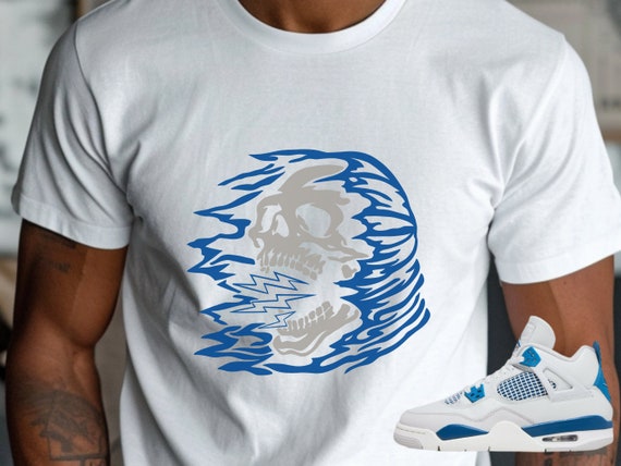 Sneaker Match Shirt for Jordan 4 Military Blue Sneakers Industrial Blue Jordan 4 T shirt Perfect Color Match Air Jordan 4 Military Shoes Etsy