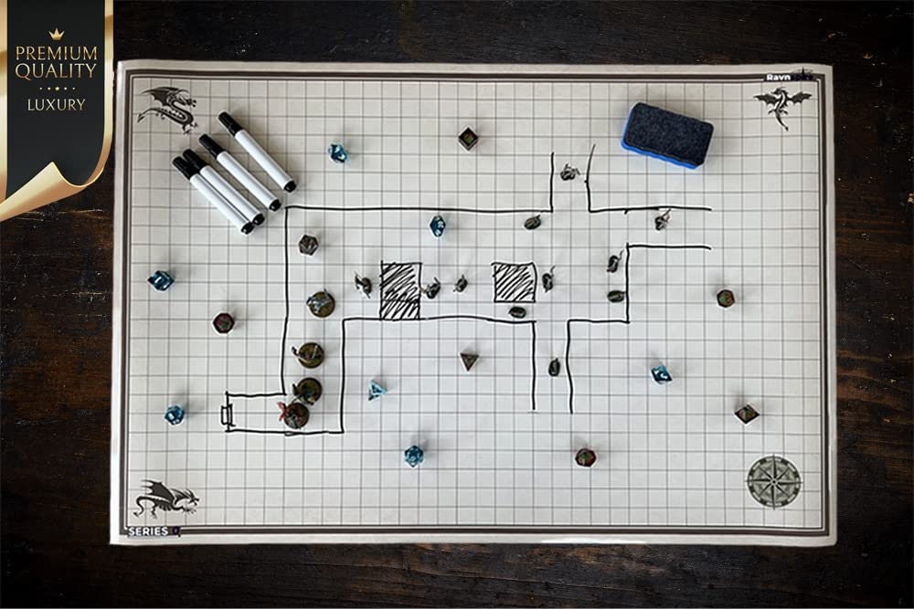 DND Battle Mat 2 Pack Starter Set Accessory for RPG Role Playing Games ...