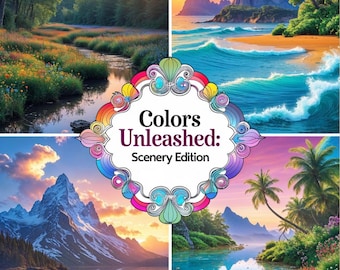 Colors Unleashed: Scenery Edition – Relaxing Coloring Book for All Ages with Beautiful Landscapes, Nature Scenes, and Stunning Environments