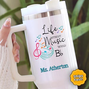 Music Teacher Tumbler Custom Music Teacher 40oz Tumbler with Handle Gift for Teacher Appreciation Gift Music Teacher Travel Mug With Straw