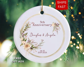 Anniversary Christmas Ornament Personalized Wedding Anniversary Christmas Ornament Custom Wedding Anniversary 2025 Keepsake Gift Couple Gift