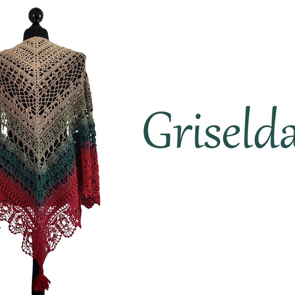 Patrón de crochet Griselda en alemán e inglés.