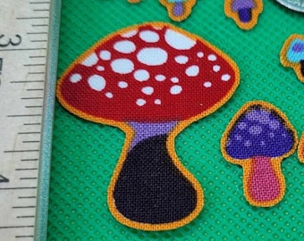 25pc Mushroom Fabric Applique Patches | Iron-On Cottagecore Fungi