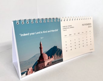 2024 Islamic Desk Calendar| Hijri months | Islamic quotes | Mosque landscapes