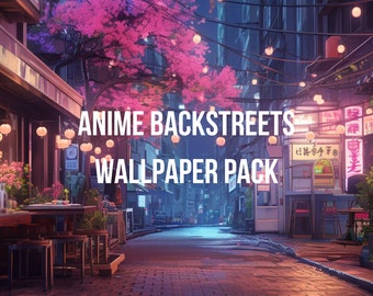 Anime Backstreets Wallpaper Pack, Japanese Town, desktop en mobiel (digitale download)