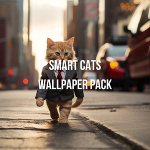 Smart Cats Wallpaper Pack, featuring 6 different desktop & mobile wallpapers, in stunning high-res backgrounds.
