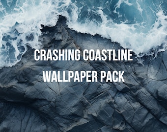 Wallpaperset crashende kustlijnen, achtergronden met hoge resolutie (digitale download)