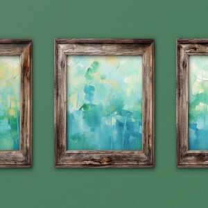 Impressionist &quot;Morning Forest Glade&quot; Abstract Painting, Three Panel Tryptic Set, 8x10 Inches Printables