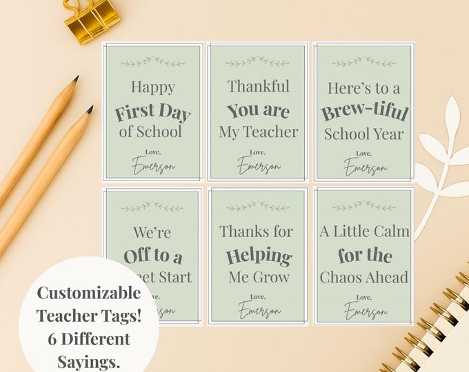 Teacher Back to School Printable Editable PDF Gift Tag Kindergarten ...