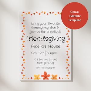 Cute Kids Fall Themed Friendsgiving Party Digital Canva Invitation Template, Thanksgiving Feast Harvest Class Party Editable Invite