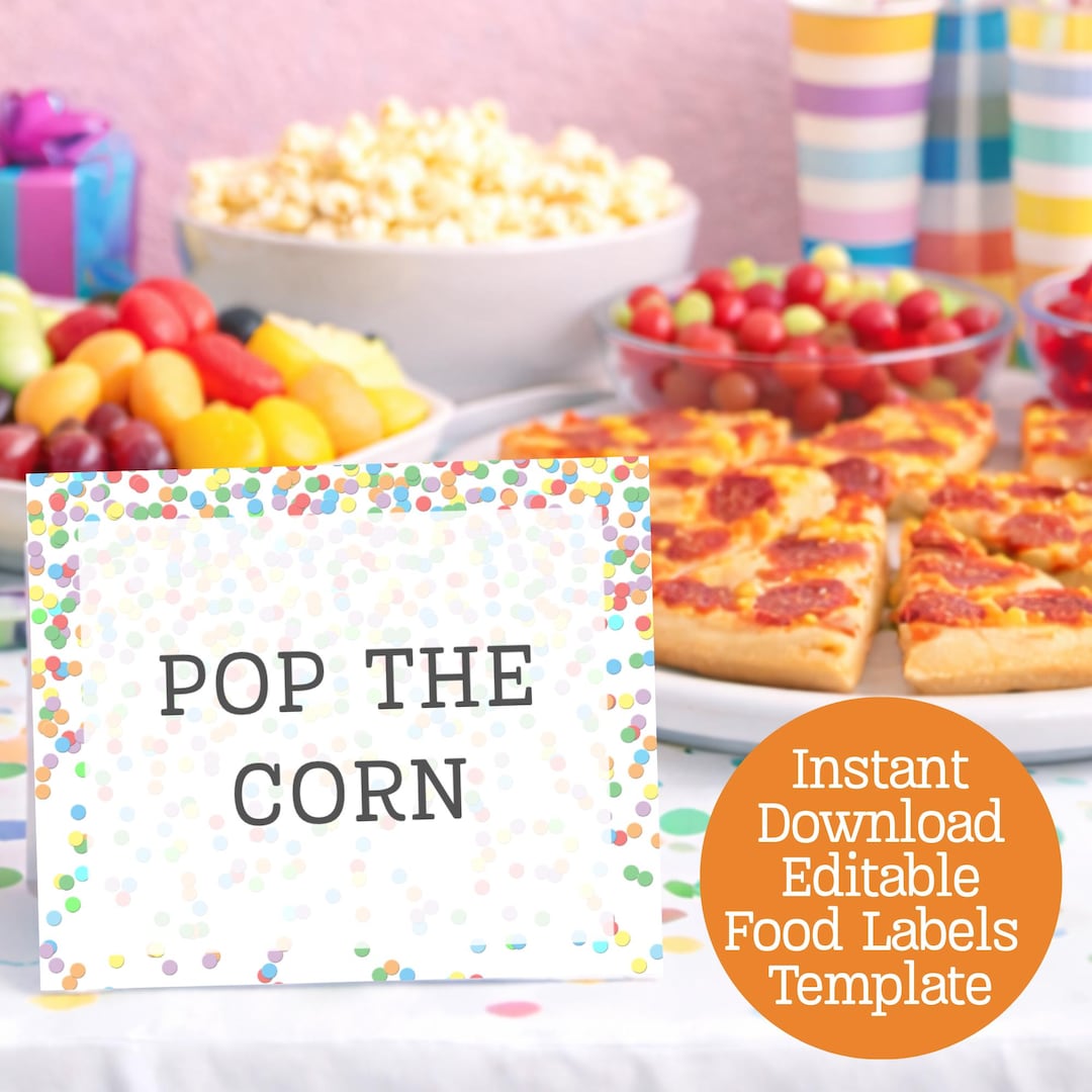 Kids New Year’s Eve Food Labels, Printable NYE Buffet Labels, Noon Year ...