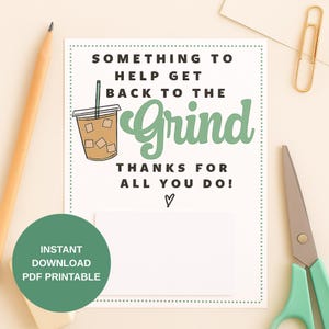 Coffee Teacher Appreciation Week Gift, Back to the Grind Teacher Coffee Shop Gift Card Printable, Coffee Themed Teacher Appreciation
