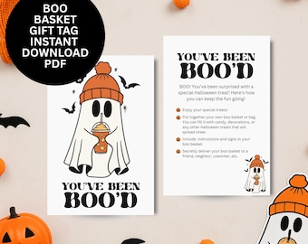 You've Been Boo'd Hipster Ghost Boo Basket Gift Tag and