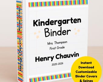Pencil Theme Binder Cover Template: Editable School Binder Insert (Digital Download)