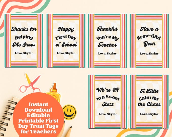 Teacher Back to School Printable Editable PDF Gift Tag Kindergarten ...