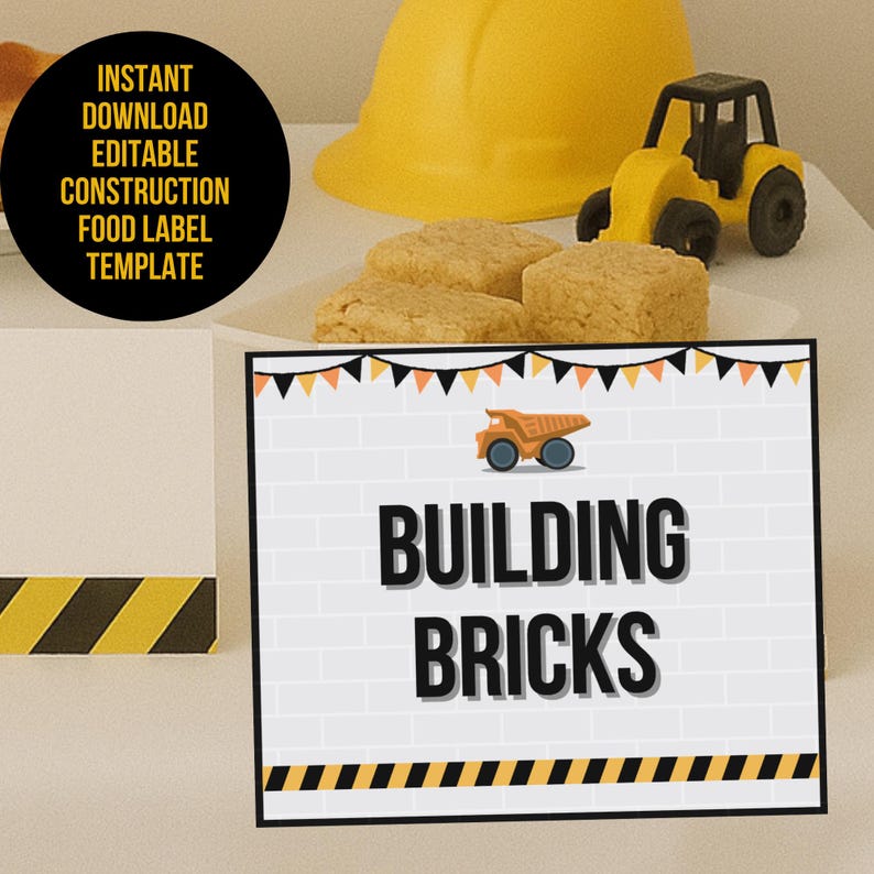 Editable Construction Birthday Food Labels Dump Truck Party Place editable-construction-birthday-food-labels-dump-truck-party-place