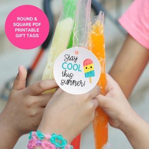Etiquetas de regalo "Mantente fresco este verano" para paletas heladas, paletas heladas, regalos de verano para compañeros de clase, imprimibles de fin de año, etiquetas de recuerdo para fiestas de verano en la piscina