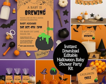 Halloween Baby Shower Bundle: Witch Cauldron Party Decor (Digital Download)