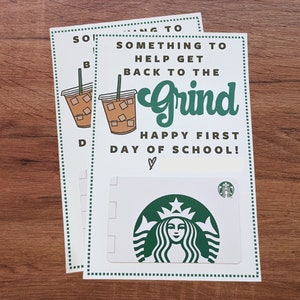Cadeau café pour la rentrée des classes, carte-cadeau de l'école Back to the Grind pour professeurs, imprimable, remerciement pour les enseignants sur le thème du café
